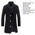 Elegant Men's Woolen Coat with Lapel Pockets - Single Breasted Long Sleeve Jacket Perfect for Autumn and Winter Casual Wear